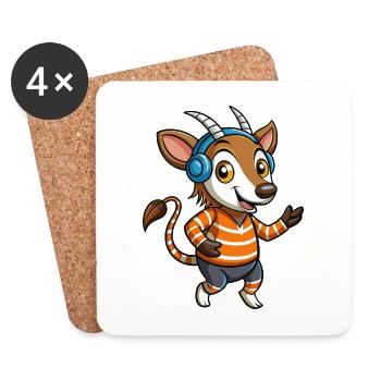 Okapi Funny Cartoon Character Musique de casque - Dessous de verre (lot de 4) - blanc - Devant