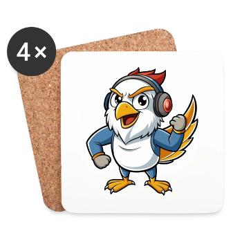 Falcon Funny Cartoon Character Musique de casque - Dessous de verre (lot de 4) - blanc - Devant