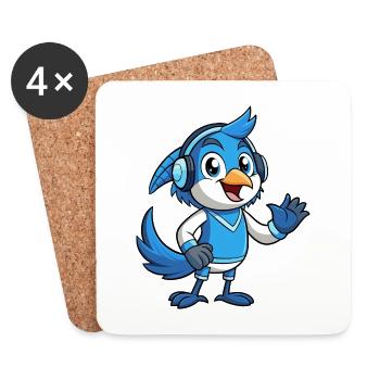 Blue Jay Lustige Cartoon Figur Kopfhörer Musik - Untersetzer (4er-Set) - Weiß - Vorne
