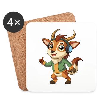 Antilope Lustige Cartoon Figur Kopfhörer Musik - Untersetzer (4er-Set) - Weiß - Vorne