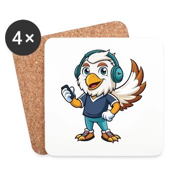 Eagle Funny Cartoon Character Musique de casque - Dessous de verre (lot de 4) - blanc - Devant
