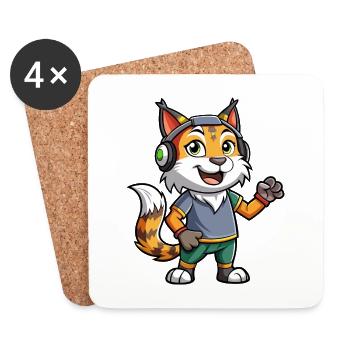Lynx Funny Cartoon Character Musique de casque - Dessous de verre (lot de 4) - blanc - Devant
