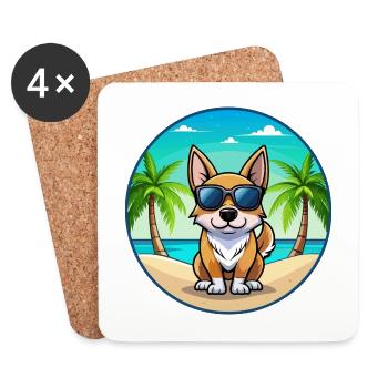 Schwedische Vallhund Hunderasse Cartoon Sonnenbrille Strand - Untersetzer (4er-Set) - Weiß - Vorne
