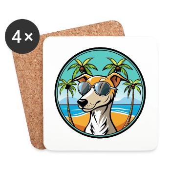 Whippet Hund Rasse Cartoon Sonnenbrille Strand - Untersetzer (4er-Set) - Weiß - Vorne