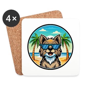 Schwedische Lapphund Hunderasse Cartoon Sonnenbrille Strand - Untersetzer (4er-Set) - Weiß - Vorne
