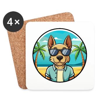 Thai Ridgeback Dog Breed Cartoon Sunglasses Beach - Coasters (set of 4) - white - Front