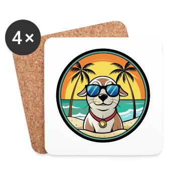 Seskar phoque chien race dessin animé lunettes de soleil plage - Dessous de verre (lot de 4) - blanc - Devant