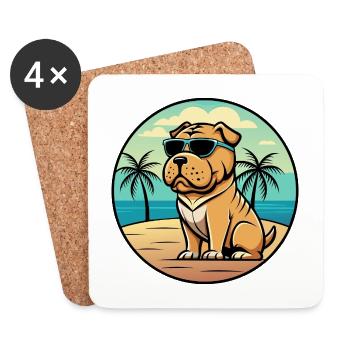 Shar Pei Hunderasse Cartoon Sonnenbrille Strand - Untersetzer (4er-Set) - Weiß - Vorne