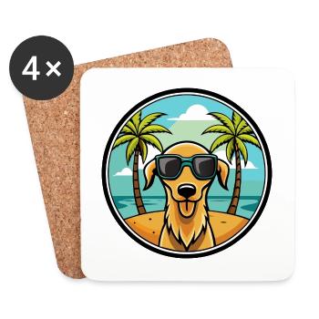 Sloughi Hunderasse Cartoon Sonnenbrille Strand - Untersetzer (4er-Set) - Weiß - Vorne