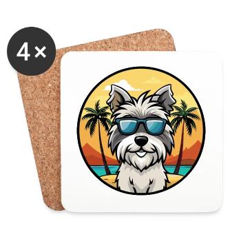 Skye Terrier Hunderasse Cartoon Sonnenbrille Strand - Untersetzer (4er-Set) - Weiß - Vorne
