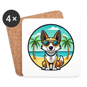 Spielzeug Foxterrier Hund Rasse Cartoon Sonnenbrille Strand - Untersetzer (4er-Set) - Weiß - Vorne