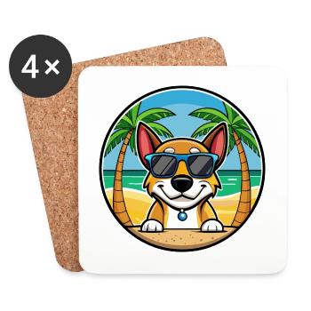 Serbischer dreifarbiger Laufhund Rasse Cartoon Strand - Untersetzer (4er-Set) - Weiß - Vorne
