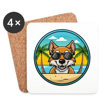 Tiroler Bracke Hunderasse Cartoon Sonnenbrille Strand - Untersetzer (4er-Set) - Weiß - Vorne