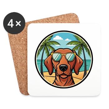 Drahthaar Vizsla Hund Rasse Cartoon Sonnenbrille Strand - Untersetzer (4er-Set) - Weiß - Vorne