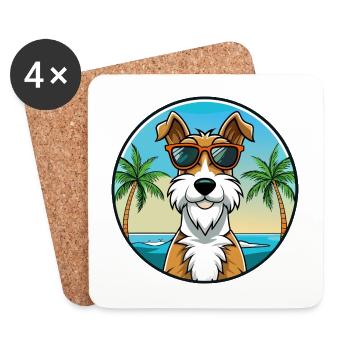 Draht Foxterrier Hunderasse Cartoon Sonnenbrille Strand - Untersetzer (4er-Set) - Weiß - Vorne