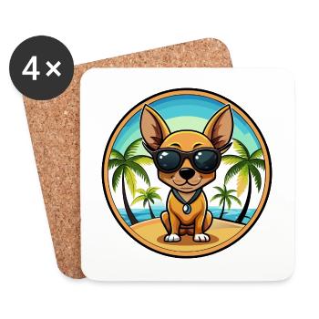 Russische Spielzeug Terrier Hund Rasse Cartoon Sonnenbrille - Untersetzer (4er-Set) - Weiß - Vorne