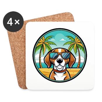 Treeing Walker Coonhound Hunderasse Cartoon Strand - Untersetzer (4er-Set) - Weiß - Vorne