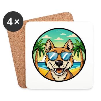 Russischer Jagdhund Rasse Cartoon Sonnenbrille Strand - Untersetzer (4er-Set) - Weiß - Vorne
