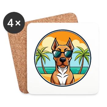 Rhodesian Ridgeback Hunderasse Cartoon Sonnenbrille - Untersetzer (4er-Set) - Weiß - Vorne
