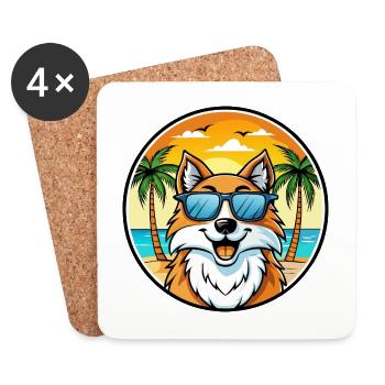 Scotch Collie Hunderasse Cartoon Sonnenbrille Strand - Untersetzer (4er-Set) - Weiß - Vorne