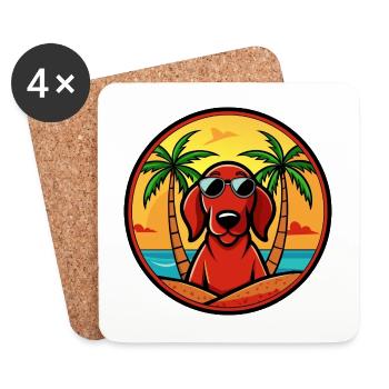 Redbone Coonhound Hunderasse Cartoon Sonnenbrille Strand - Untersetzer (4er-Set) - Weiß - Vorne