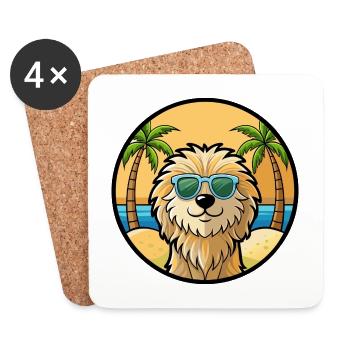 Puli Chien Race Dessin Animé Lunettes De Soleil Plage - Dessous de verre (lot de 4) - blanc - Devant