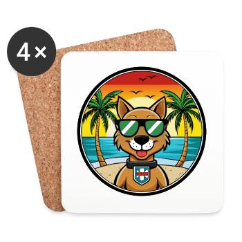 Portuguese Watchdog Breed Cartoon Sunglasses Beach - Coasters (set of 4) - white - Front
