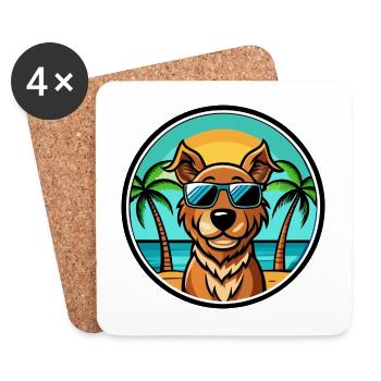 Pudelpointer Chien Race Dessin Animé Lunettes De Soleil Plage - Dessous de verre (lot de 4) - blanc - Devant
