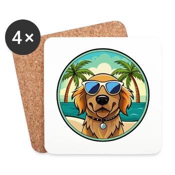 Picardie Spaniel Hund Rasse Cartoon Sonnenbrille Strand - Untersetzer (4er-Set) - Weiß - Vorne