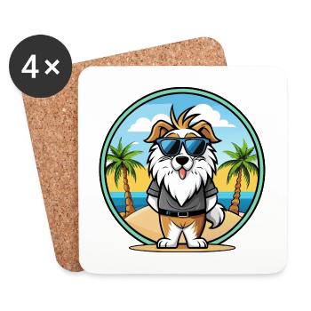Picardie Schäferhund Rasse Cartoon Sonnenbrille Strand - Untersetzer (4er-Set) - Weiß - Vorne