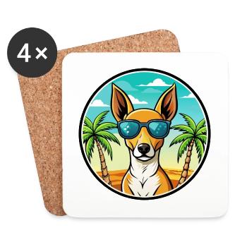 Podenco Canario Hunderasse Cartoon Sonnenbrille Strand - Untersetzer (4er-Set) - Weiß - Vorne