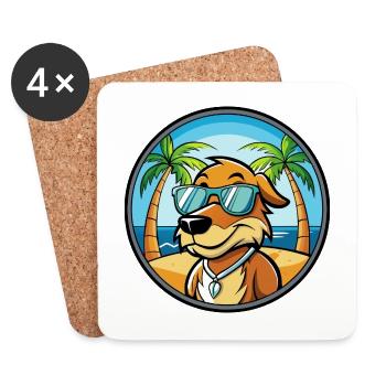 Poitevin Hound Hund Rasse Cartoon Sonnenbrille Strand - Untersetzer (4er-Set) - Weiß - Vorne