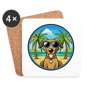 Polnische Jagdhunderasse Cartoon Sonnenbrille Strand - Untersetzer (4er-Set) - Weiß - Vorne