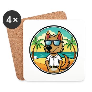 Polnische Jagdhunderasse Cartoon Sonnenbrille Strand - Untersetzer (4er-Set) - Weiß - Vorne