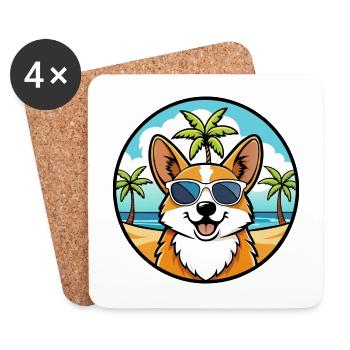 Pembroke Welsh Corgi Hunderasse Cartoon Sonnenbrille - Untersetzer (4er-Set) - Weiß - Vorne