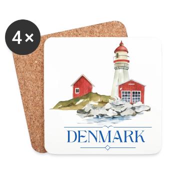Dänemark Leuchtturm tiny Haus am Meer - Untersetzer (4er-Set) - Weiß - Vorne