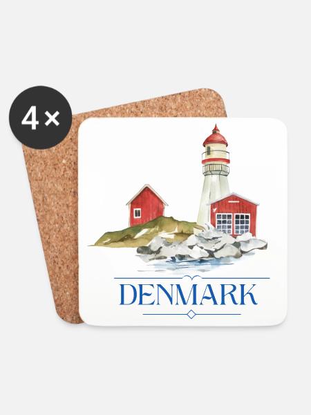 Dänemark Leuchtturm tiny Haus am Meer - Untersetzer (4er-Set) - Weiß