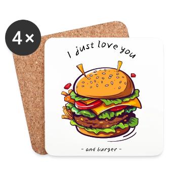i love u and burger - Untersetzer (4er-Set) - Weiß - Vorne