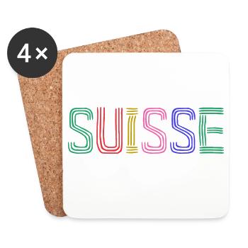 SUISSE. PAYS. GENEVE. HUMOUR. DRAPEAU. GENEVE - Dessous de verre (lot de 4) - blanc - Devant
