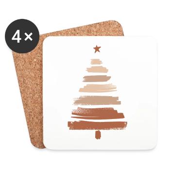 Arbre de Noël - Dessous de verre (lot de 4) - blanc - Devant