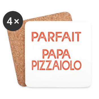 Papa Pizzaiolo Cadeau drôle pour amateur de pizza - Dessous de verre (lot de 4) - blanc - Devant