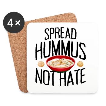 Spread Hummus Not Hate Vegan Geschenk Für Veganer - Untersetzer (4er-Set) - Weiß - Vorne