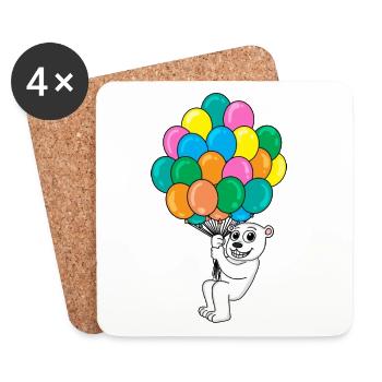 Eisbär Luftballon - Untersetzer (4er-Set) - Weiß - Vorne