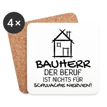 Bauherr Baumeister Hausbau Haus Witziges Geschenk - Untersetzer (4er-Set) - Weiß - Vorne