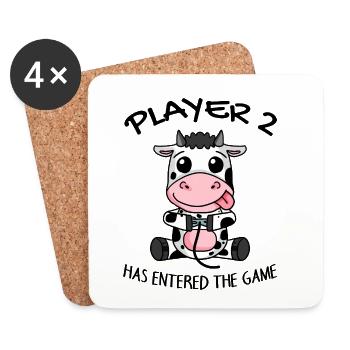Zweite Kind Spieler 2 Baby Kuh Schwanger Geschenk - Untersetzer (4er-Set) - Weiß - Vorne