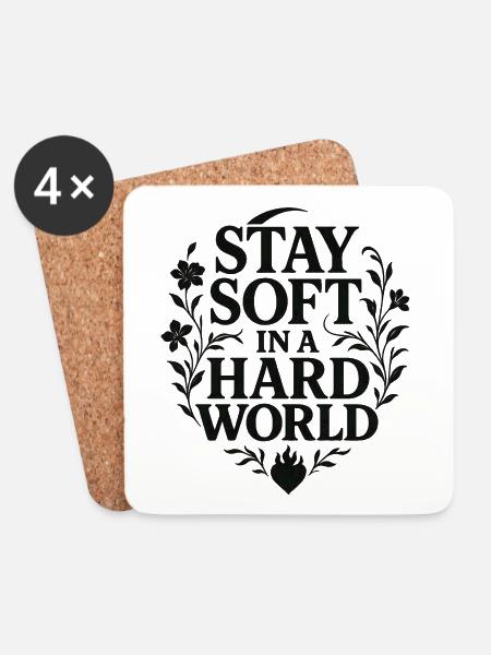 STAY SOFT IN A HARD WORLD - Untersetzer (4er-Set) - Weiß