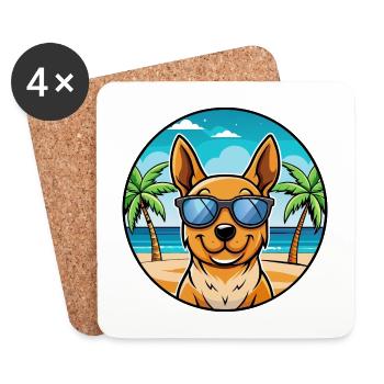 Lancashire Heeler Hunderasse Cartoon Sonnenbrille Strand - Untersetzer (4er-Set) - Weiß - Vorne