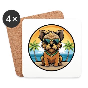 Norfolk Terrier Hunderasse Cartoon Sonnenbrille Strand - Untersetzer (4er-Set) - Weiß - Vorne