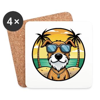 Istrischer Drahthaarhund Hunderasse Cartoon Beach - Untersetzer (4er-Set) - Weiß - Vorne