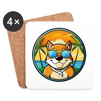 Moskau Watchdog Rasse Cartoon Sonnenbrille Strand - Untersetzer (4er-Set) - Weiß - Vorne